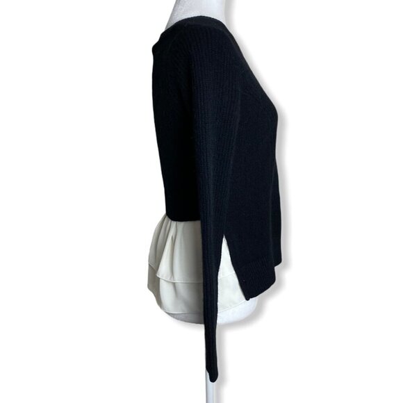 Club Monaco Black Ivory Wool Angora Blend Sweater Mixed Media Women's Size XS - Picture 6 of 9